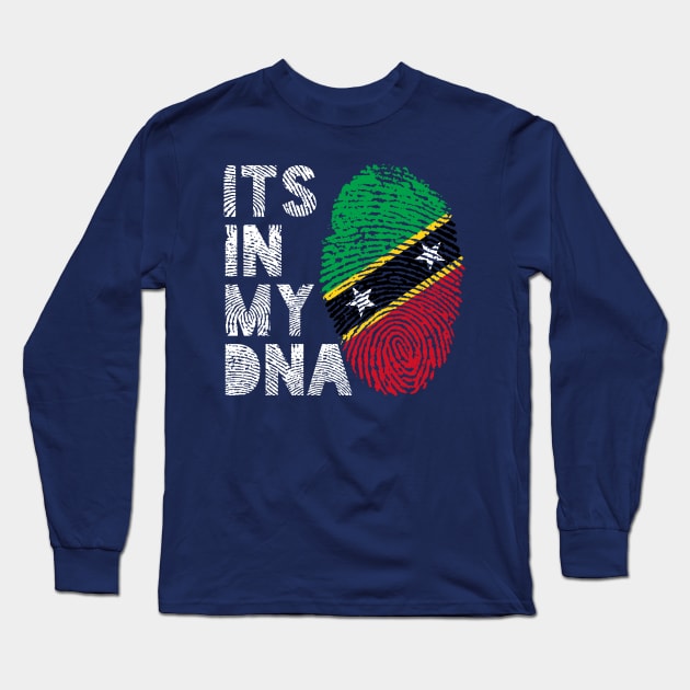 Saint Kitts and Nevis Roots Flag Fingerprint Long Sleeve T-Shirt by BraaiNinja